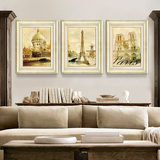欧喆现代欧式客厅装饰画沙发背景墙有框三联画卧室壁画挂画 建筑