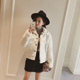 2016韩版新款女装上衣修身显瘦仿皮草外套女短款冬装白色毛毛外套