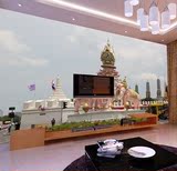 欧式城市建筑曼谷大象雕塑沙发立体壁纸壁画电视客厅卧室背景墙纸