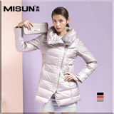 MISUN/米尚冬装新款欧美修身加厚中长款花苞羽绒服女中长款90绒