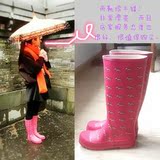韩国雨靴质感女式显瘦可爱卡通女款高筒雨鞋印花长筒水鞋韩版套鞋