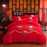 秋冬季加厚全棉卡通结婚2米*2.3米被套四件套床上用品1.8米床床单