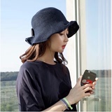 韩国代购女士夏季蝴蝶结遮阳帽 户外可折叠塑型盆帽 渔夫帽子包邮