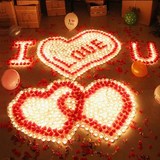 浪漫蜡烛套餐 创意生日求婚表白小蜡烛-送防风杯 玫瑰花瓣