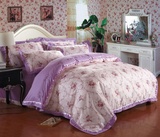 2.2x2.4床上用品四件套纯棉1.8m2.0双人2米x2.3被套床单秋冬紫色