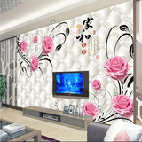 欧式软包玫瑰花纹3D个性墙纸壁画电视背景墙客厅沙发卧室无缝壁纸