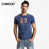 Simwood2016春装新款休闲男士修身圆领短袖T恤潮男重水洗复古T恤