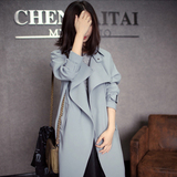 韩国代购2016春装新款韩版修身女风衣天丝棉中长款女式风衣外套潮