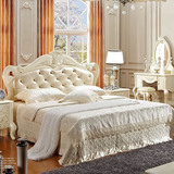 欧式床双人床 简约公主床法式香槟金色雕花真皮床现代1.8婚床家具