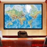 新款世界地图挂画中国办公室企业背景墙挂图有框无框装饰画中英文