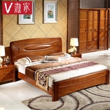 实木床1.8米榆木床高箱储物床厚重款婚床双人床 架子床 卧室家具