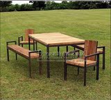 美式乡村实木铁艺餐桌仿古泡茶桌椅简约现代艺术咖啡茶几会议桌