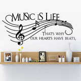 精雕墙壁贴纸 英文字母MUSIC IS LIFE 音符 音乐舞蹈教室装饰贴画