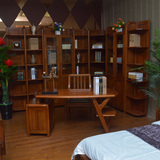 新中式家具 全实木书架带抽屉金丝楠木书柜子自由组合开放式书橱