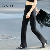 Amii2016秋装新款 艾米女装旗舰店大码喇叭裤女士针织休闲裤长裤