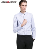 JackJones杰克琼斯纯棉合体条纹剪花男长袖衬衫E|215105042