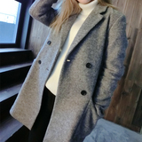 Ula毛呢大衣女中长款 2015冬季羊毛保暖加绒加厚 茧形韩版外套