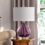 美式现代简约紫色条纹创意玻璃设计师样板房床头客厅卧室装饰台灯