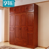 现代中式全实木衣柜四门 卧室大容量4门香柏木衣柜2米带顶柜