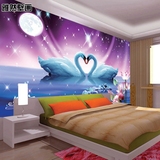 3D立体浪漫温馨天鹅壁纸客厅沙发卧室电视墙纸 卧室婚房大型壁画