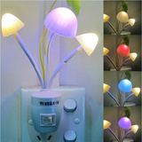 LED小夜灯 七彩变化大小蘑菇头 床头灯插電　开关型阿凡达蘑菇灯
