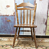 美式乡村地中海欧式全实木椅子休闲椅橡木温莎实木餐桌椅家具