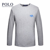 [蓝色售罄]美国保罗 2015春季新款长袖T恤 纯色绣标男装T恤
