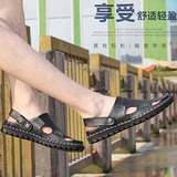 男士凉鞋夏季透气沙滩鞋两用凉鞋真皮2016新款日常休闲男鞋子韩版