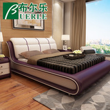 布尔乐现代家具婚床1.8米真皮床双人床1.5米软床欧式床皮艺床 床