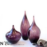 欧式手工艺术玻璃花瓶 紫色小口创意家居摆件 乔迁婚庆礼品花器