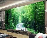 画壁3D立体竹子荷花复古壁纸大型壁画客厅电视背景墙纸壁纸无纺布