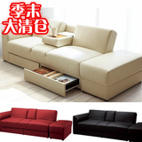 日式简约现代沙发皮艺双人小户型多功能沙发床储物可折叠沙发床