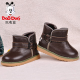 BOBDOG童鞋2016冬季新款加绒小童男童短靴子真皮宝宝雪地靴B5515