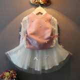 2016女童秋装新款钉珠针织衫韩版小童儿童打底背心毛衣宝宝毛线衣