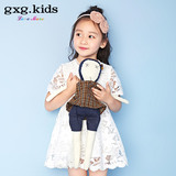 gxg kids童装实体新品女童连衣裙春秋新款白色镂空公主裙B5319374
