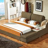 布床布艺床可拆洗榻榻米简约现代实木双人床1.8米储物床大小户型