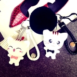 情侣挂件礼物韩国猫咪公仔编织钥匙扣可爱创意獭兔毛球汽车钥匙圈