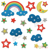 幼儿园墙面装饰布置材料小学黑板报金粉泡沫立体彩虹月亮星星墙贴