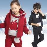 童装女童冬装套装男童2015新款秋冬季大童儿童卫衣三件套加厚加绒