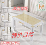 简约欧式大理石餐桌椅组合黄玉餐桌家庭用长方形实木餐厅餐桌包邮