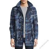Burberry男装美国代购正品博柏利16新款海军蓝迷彩尼龙中长款夹克