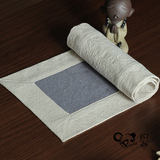 熊猫织物【茶言】双色双层茶席 棉麻布艺茶布 水洗拼布桌旗可定制