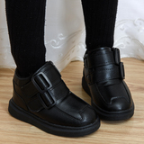 儿童鞋男童女童皮鞋春季新款2016中大童短靴韩版黑色休闲单鞋鞋子