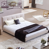 皮床皮艺床软床欧式大小户型皮床1.5米1.8米真皮双人床婚床