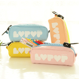 韩版小清新大拉链帆布笔袋卡通创意文具盒多功能收纳铅笔包化妆包