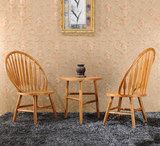 老榆木扇形椅 圆几三件套 实木靠椅茶几组合 仿生孔雀开屏椅子