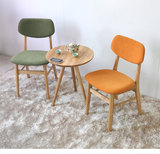 水曲柳实木松木餐椅休闲椅咖啡椅宜家洽谈椅现代简约皮布餐椅包邮