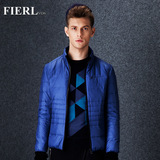 FIERL男士冬季蓝色商务立领羽绒服修身韩版冬装潮外套短款轻薄男
