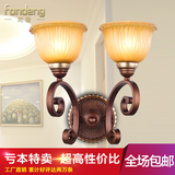 梵登欧式双头壁灯创意树脂客厅壁灯过道走廊床头灯田园风格包邮