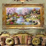 手绘托马斯风景油画欧美山水田园客厅有框装饰挂画  幸福家园